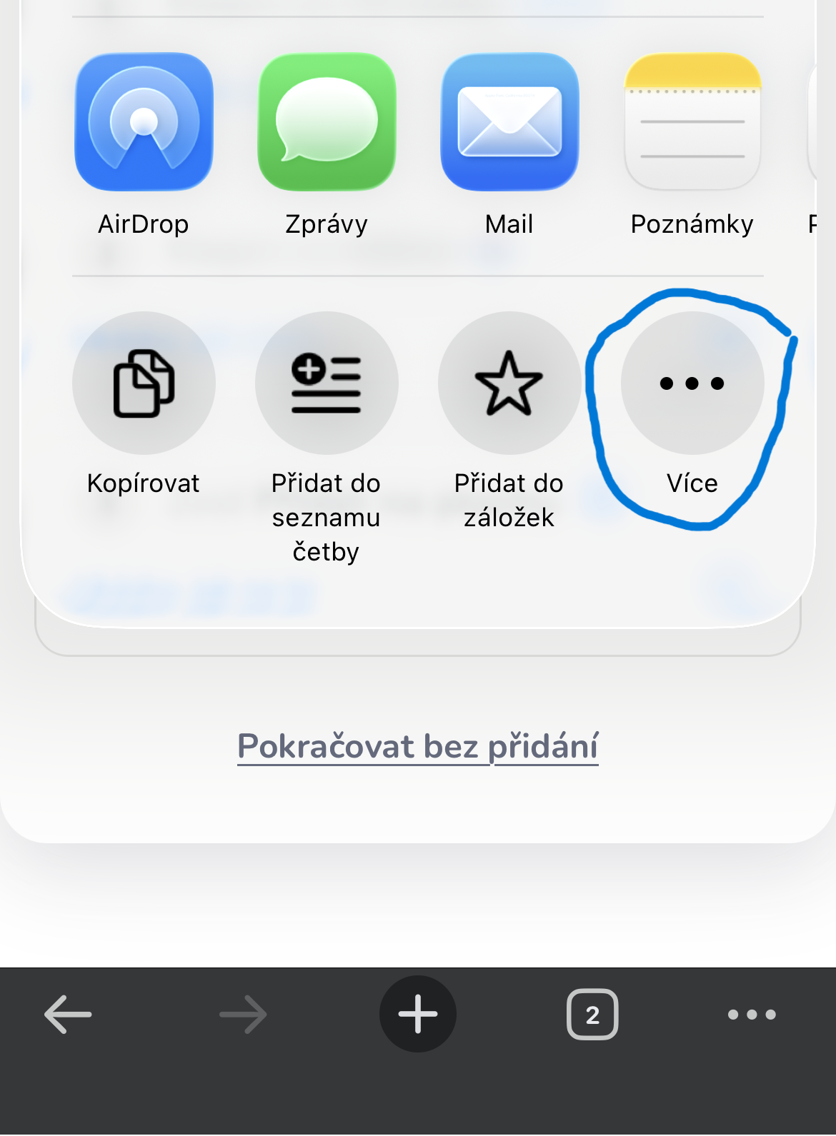 Chrome krok 2: menu Více, tři tečky