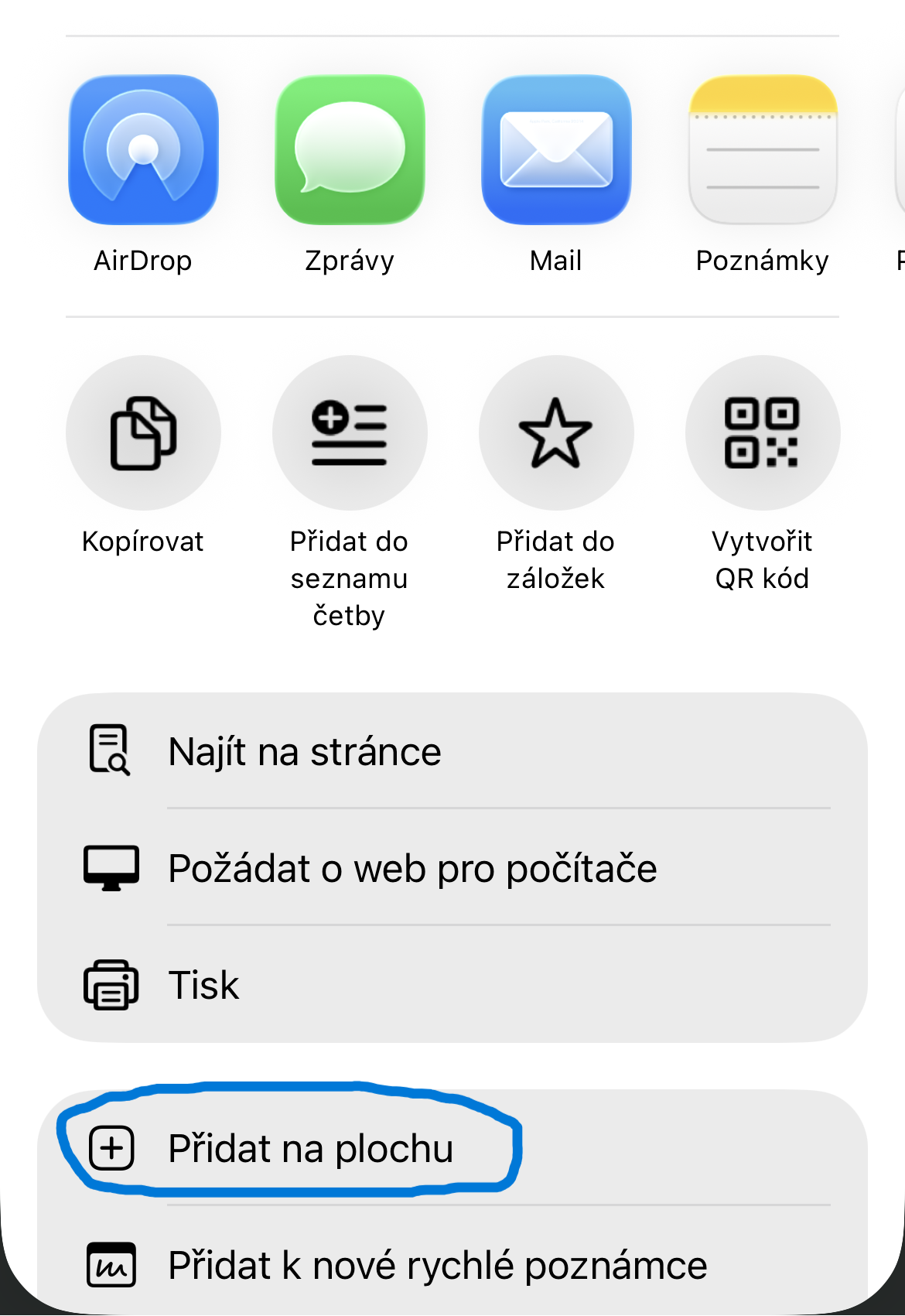 Chrome krok 3: zvol Přidat na plochu