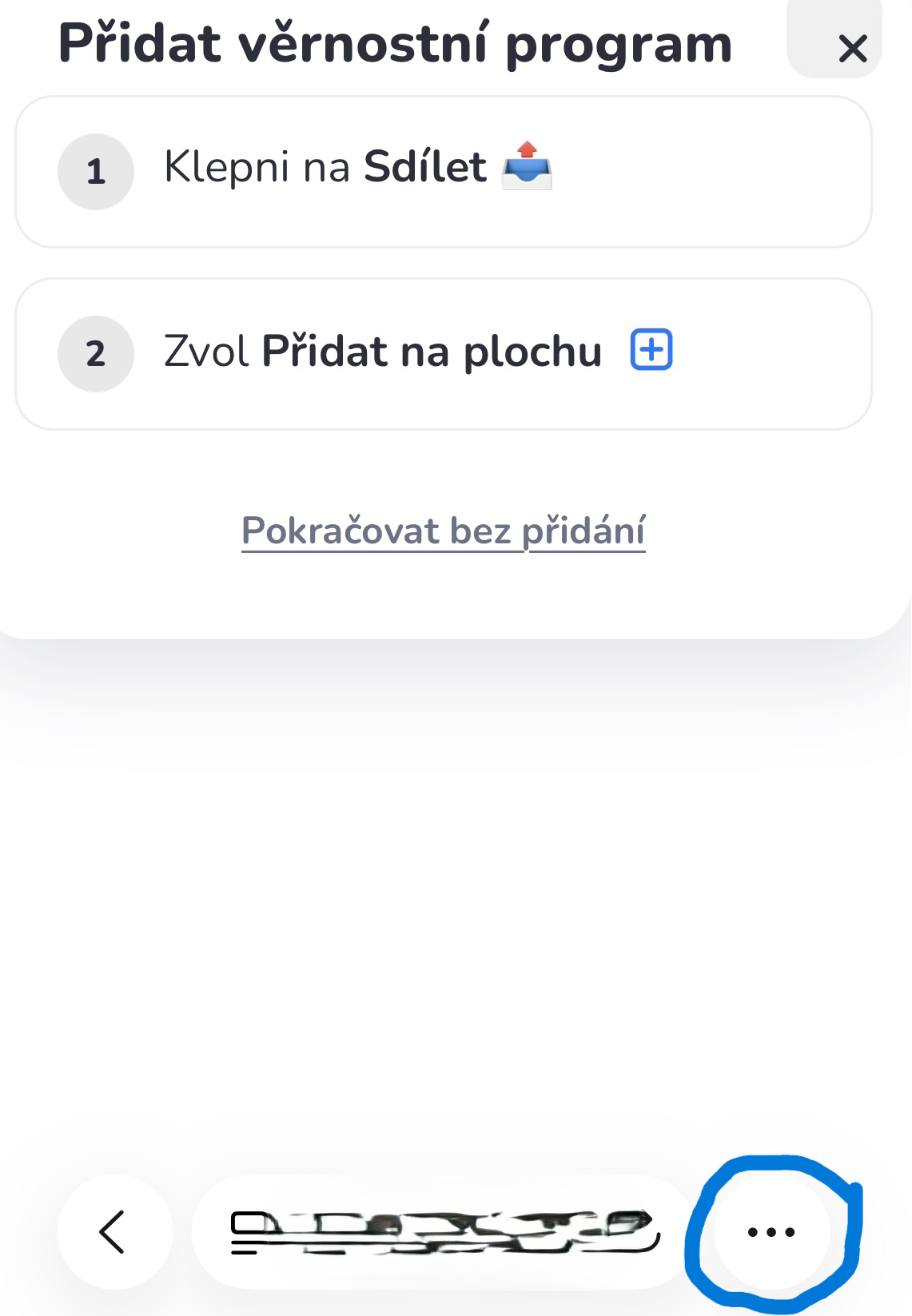 Krok 1: v dolní liště Safari klepni na tři tečky vpravo