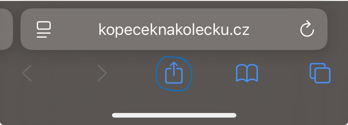 Krok 1 alternativa: v Safari klepni přímo na Sdílet